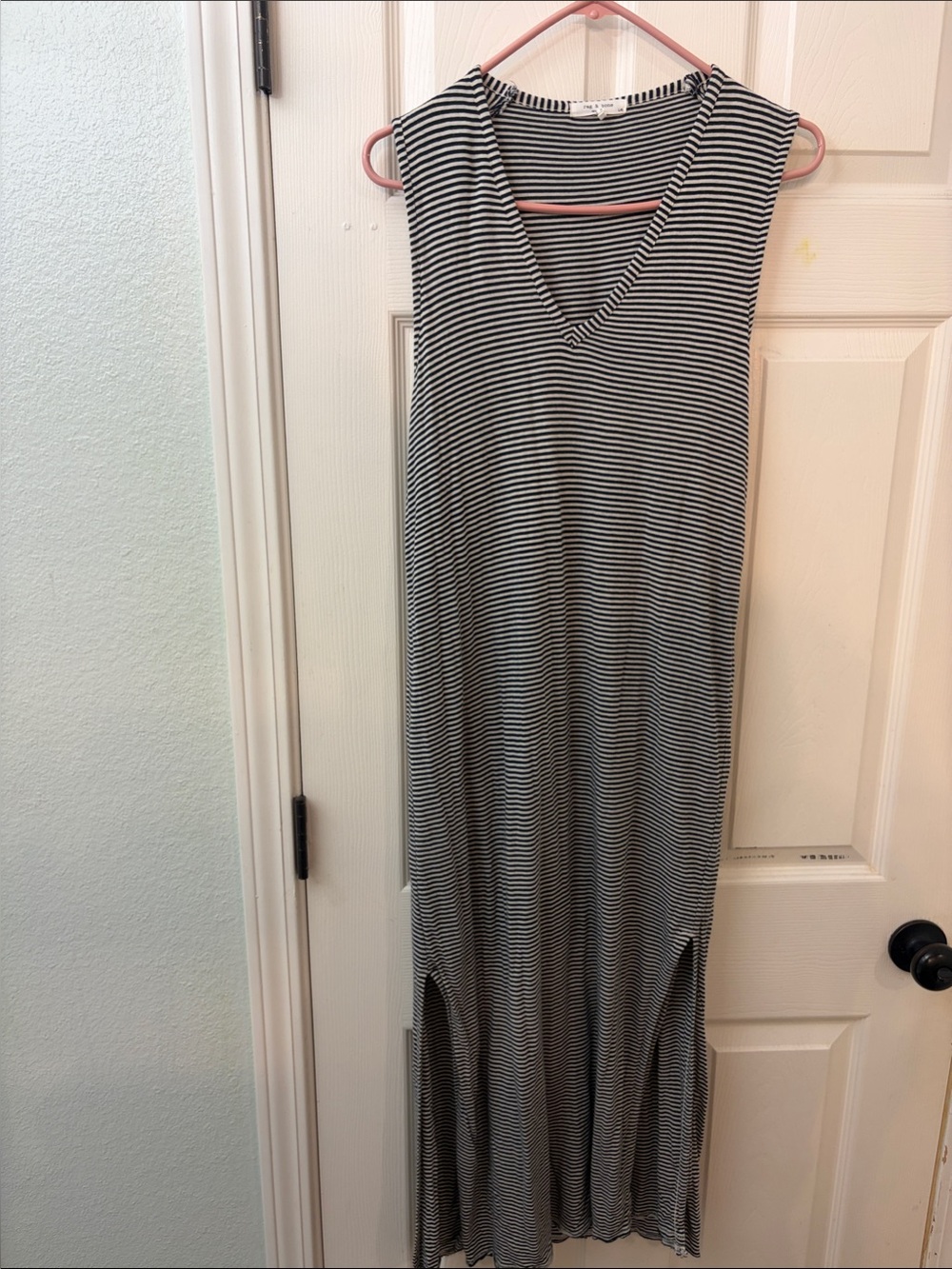 rag & bone Black and White Striped Maxi Dress
